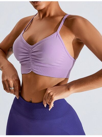 Soutien-gorge actif croisé froncé