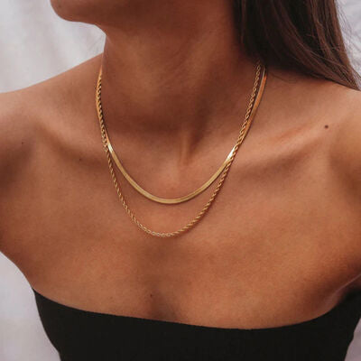 Collar De Doble Capa Chapado En Oro De 18 Quilates