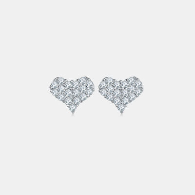 Boucles d'oreilles coeur en argent sterling 925 Moissanite