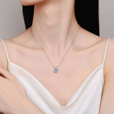 Collier pendentif en forme d'oreilles de lapin Moissanite 1 Carat