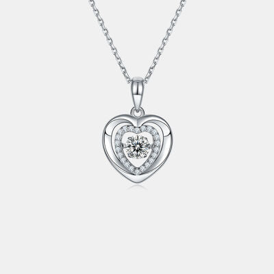 Collar de corazón de plata de ley 925 con moissanita