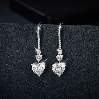 Boucles d'oreilles pendantes en forme de cœur en moissanite en argent sterling 5,44 carats 925