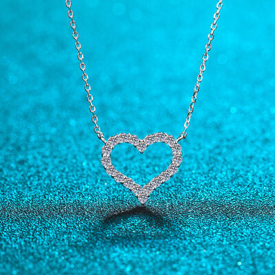 Collar con forma de corazón de plata de ley 925 con moissanita