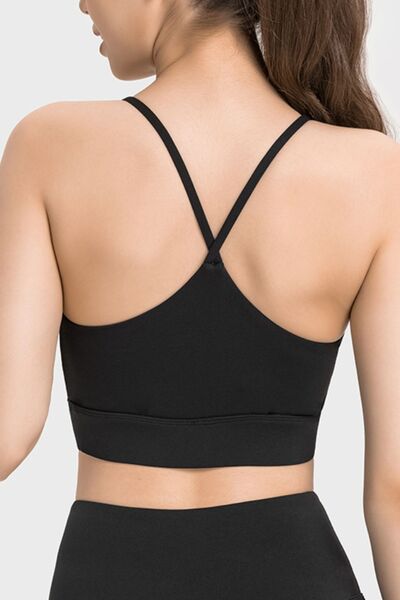 Spaghetti Strap Crisscross Back Active Bra