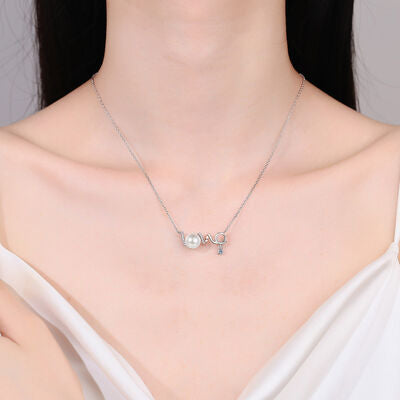 Collier en argent sterling 925 avec perles naturelles et moissanite