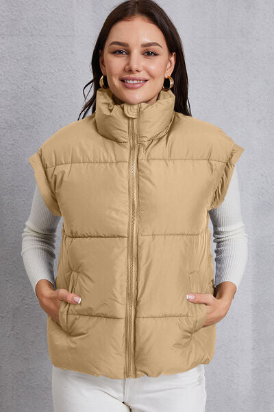 Manteau gilet avec poche et col roulé zippé