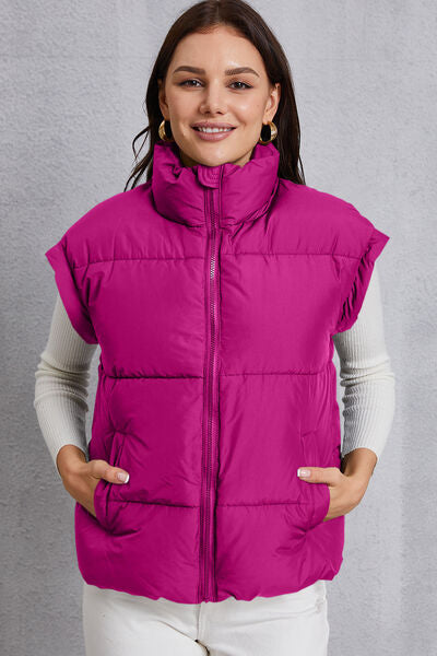 Manteau gilet avec poche et col roulé zippé