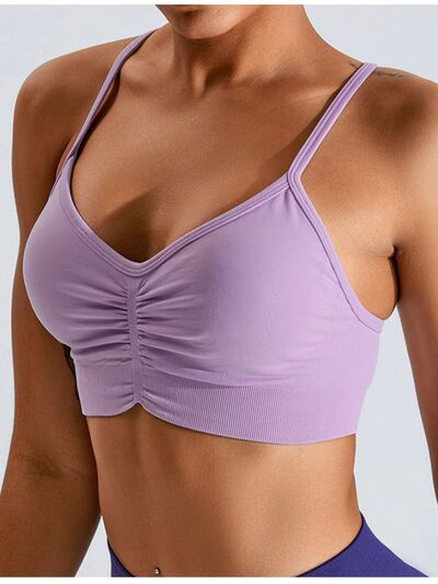 Soutien-gorge actif croisé froncé