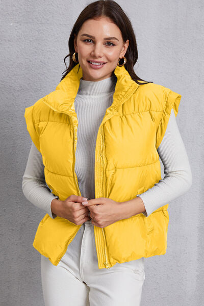 Manteau gilet avec poche et col roulé zippé