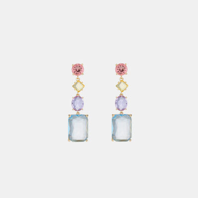 Boucles d'oreilles pendantes en cuivre et pierre de verre