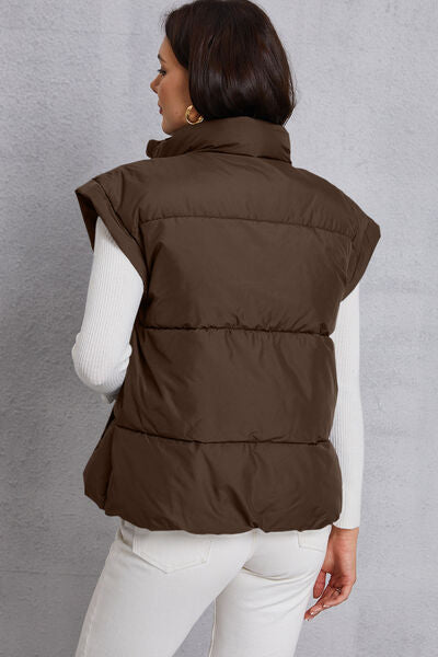 Manteau gilet avec poche et col roulé zippé