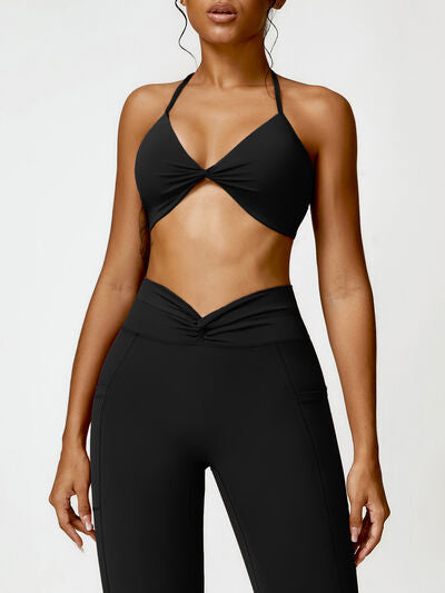 Soutien-gorge actif torsadé à col licou