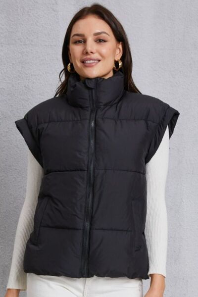 Manteau gilet avec poche et col roulé zippé