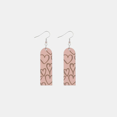 Boucles d'oreilles pendantes en bois à motif de coeur