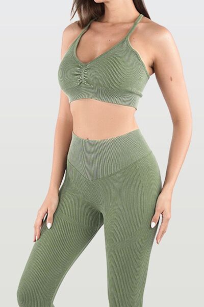 Ruched Spaghetti Strap Top and Pants Active Set