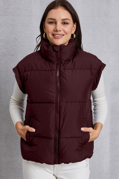 Manteau gilet avec poche et col roulé zippé