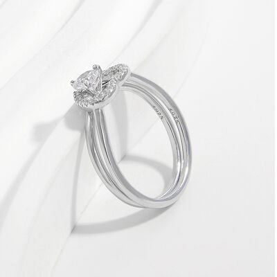 2 Piece Heart Shape Zircon 925 Sterling Silver Ring