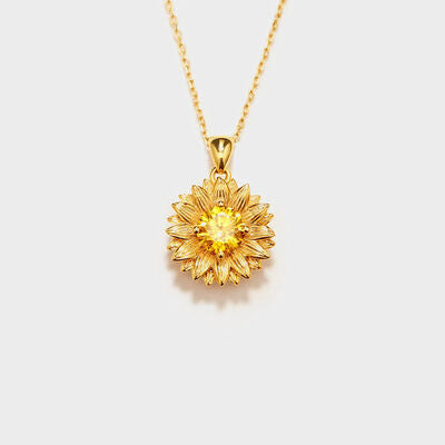 Collier pendentif en plaqué or 18 carats en forme de tournesol