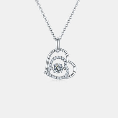 Collar de corazón de plata de ley 925 con moissanita