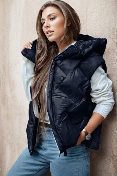 Manteau gilet à capuche zippé