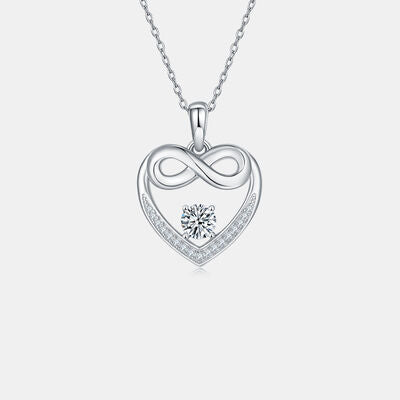 Collar de corazón de plata de ley 925 con moissanita