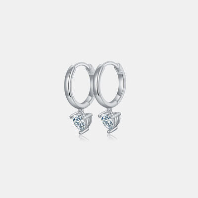 Boucles d'oreilles coeur en argent sterling 925 moissanite 1 carat