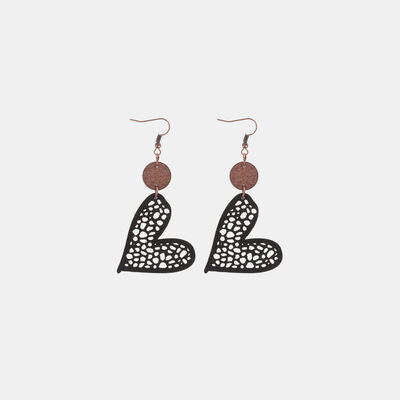 Boucles d'oreilles coeur en cuir PU avec crochet en fer