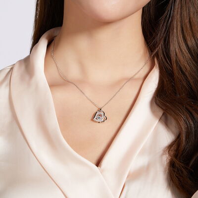 Collier coeur en argent sterling 925 Moissanite