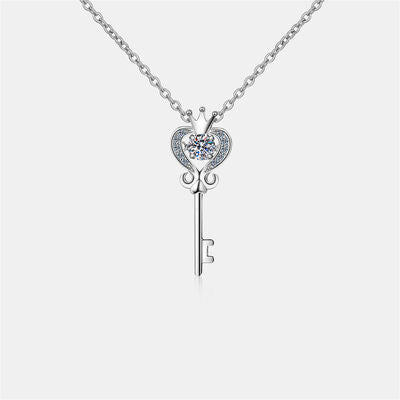 Collier en argent sterling 925 moissanite en forme de clé