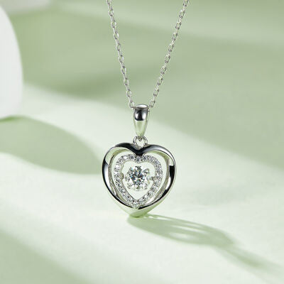 Collier coeur en argent sterling 925 Moissanite