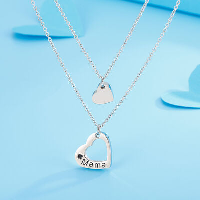 Stainless Steel Cutout Heart Double-Layered Necklace