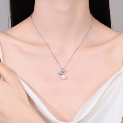 Collier en argent sterling 925 avec pendentif en perles naturelles Moissanite