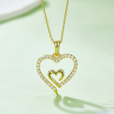 Collier pendentif coeur en argent sterling Moissanite 925