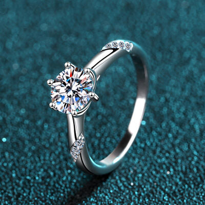 Bague en argent sterling 925 moissanite 1 carat