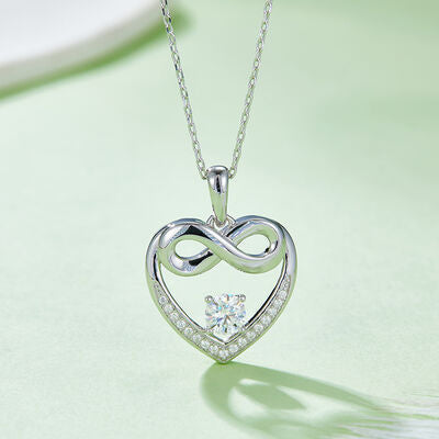 Collier coeur en argent sterling 925 Moissanite