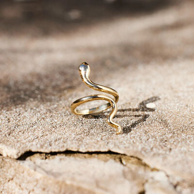 Anillo Bypass Chapado En Oro De 18 Quilates Con Forma De Serpiente