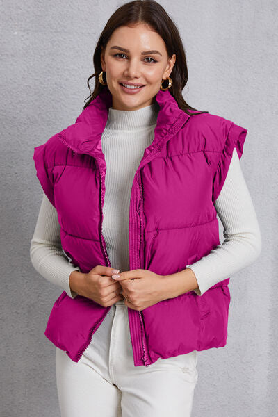 Manteau gilet avec poche et col roulé zippé