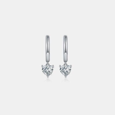 Boucles d'oreilles coeur en argent sterling 925 moissanite 1 carat