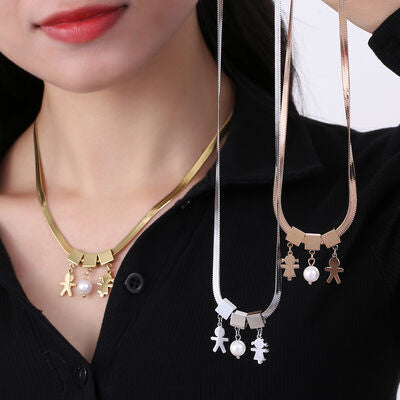 Synthetic Pearl Stainless Steel Necklace