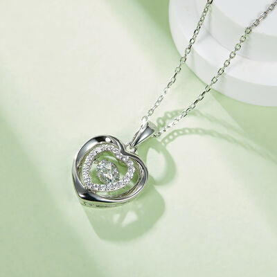 Collier coeur en argent sterling 925 Moissanite