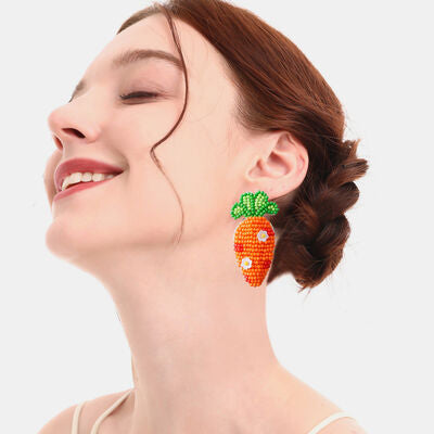 Boucles d'oreilles carottes perlées en acier inoxydable