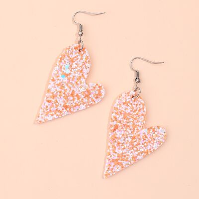 PU Leather Iron Hook Sequin Heart Earrings