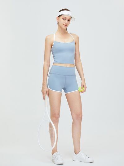 Contrast Trim High Waist Active Shorts