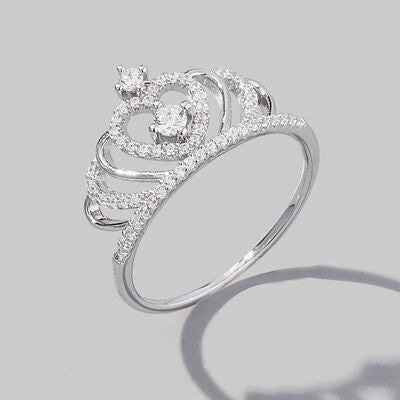 Bague en argent sterling 925 avec zircon en forme de couronne