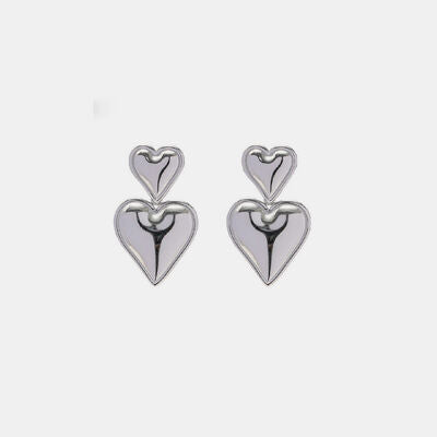 Pendientes de doble corazón de acero inoxidable