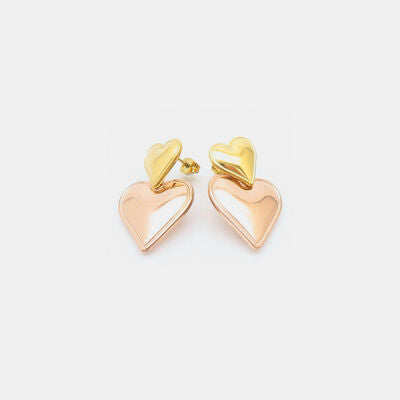 Boucles d'oreilles double cœur en acier inoxydable