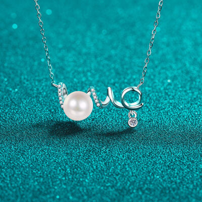 Natural Pearl Moissanite 925 Sterling Silver Necklace