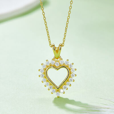 Collier pendentif coeur en argent sterling Moissanite 925