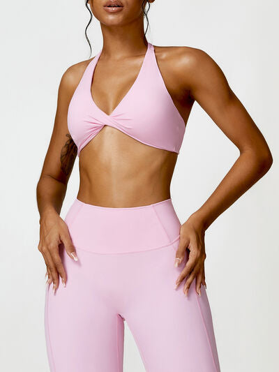 Soutien-gorge actif torsadé à col licou