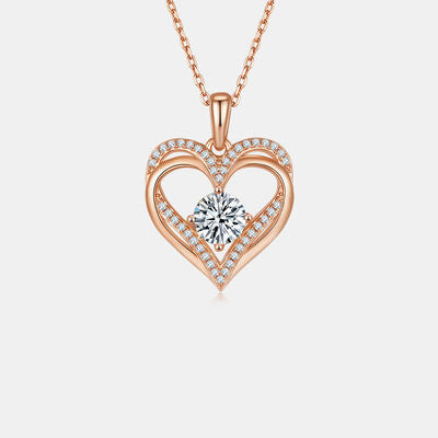 Collar de corazón de plata de ley 925 con moissanita de 1,2 quilates